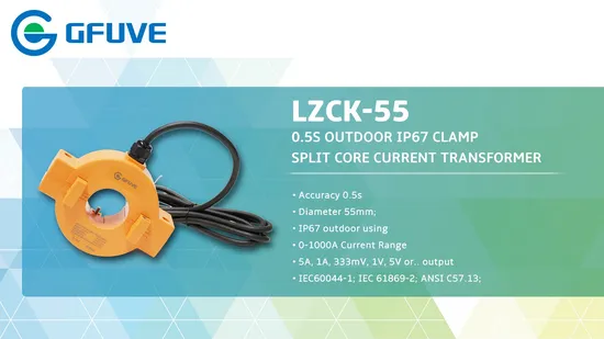 Transformador de corriente de núcleo dividido resistente al agua para exteriores con abrazadera Lzck-55